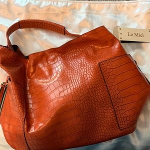 Orange Alligator Skin Style Le Miel Purse